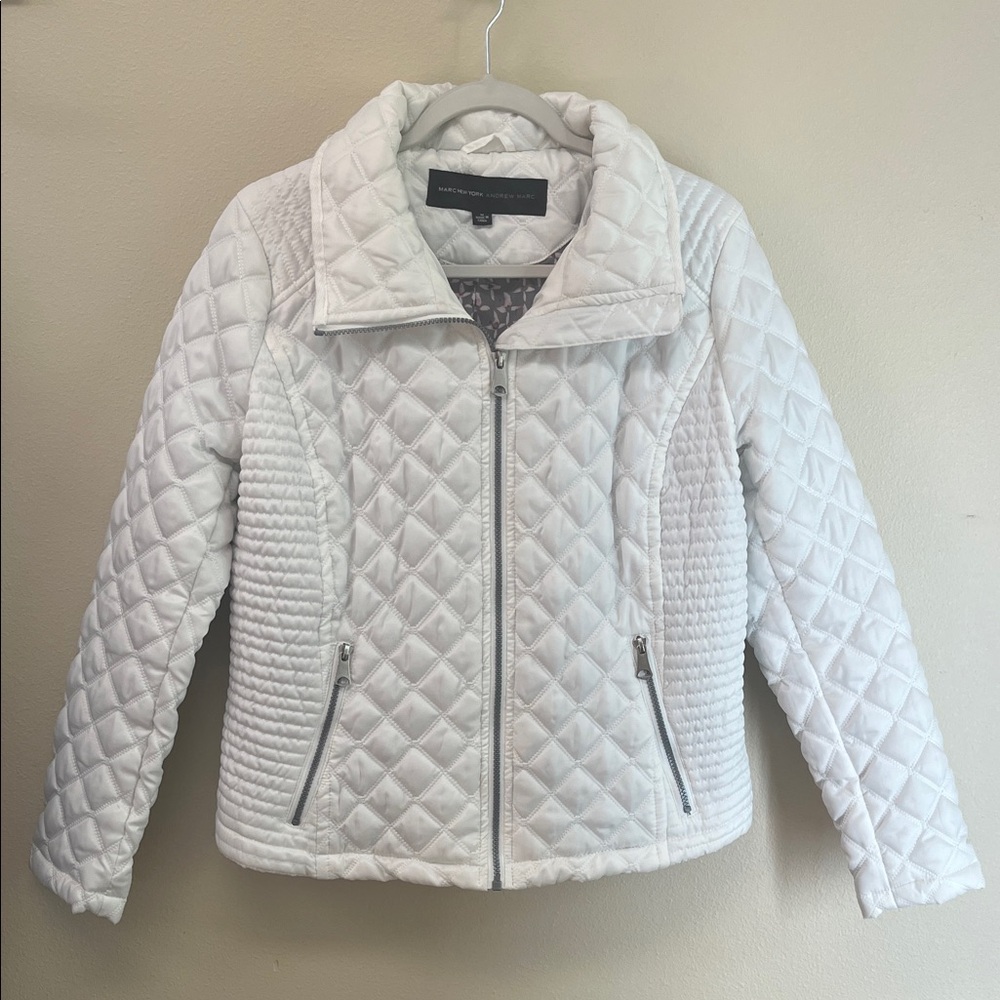 Andrew Marc White Quilted Puffer Jacket